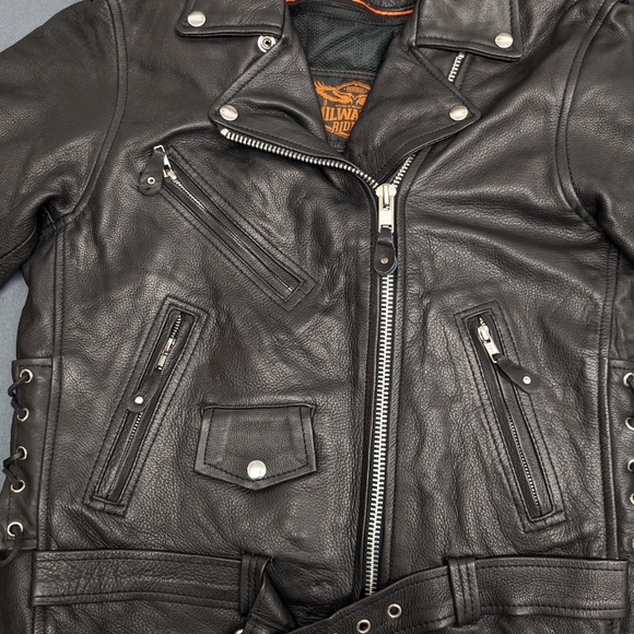 Milwaukee Riders Women's Leather Biker Jacket Size XL Asymmetrical - Picture 9 of 16